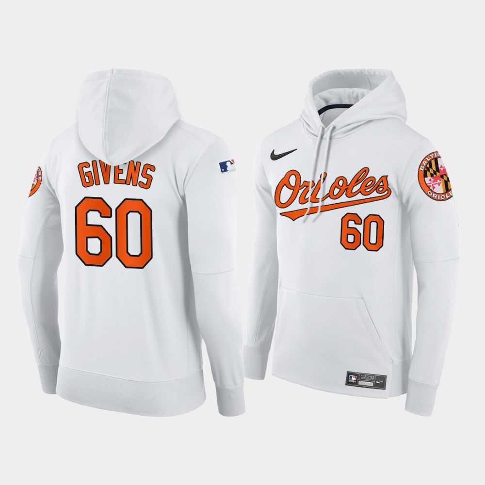 Men Baltimore Orioles 60 Givens white home hoodie 2021 MLB Nike Jerseys